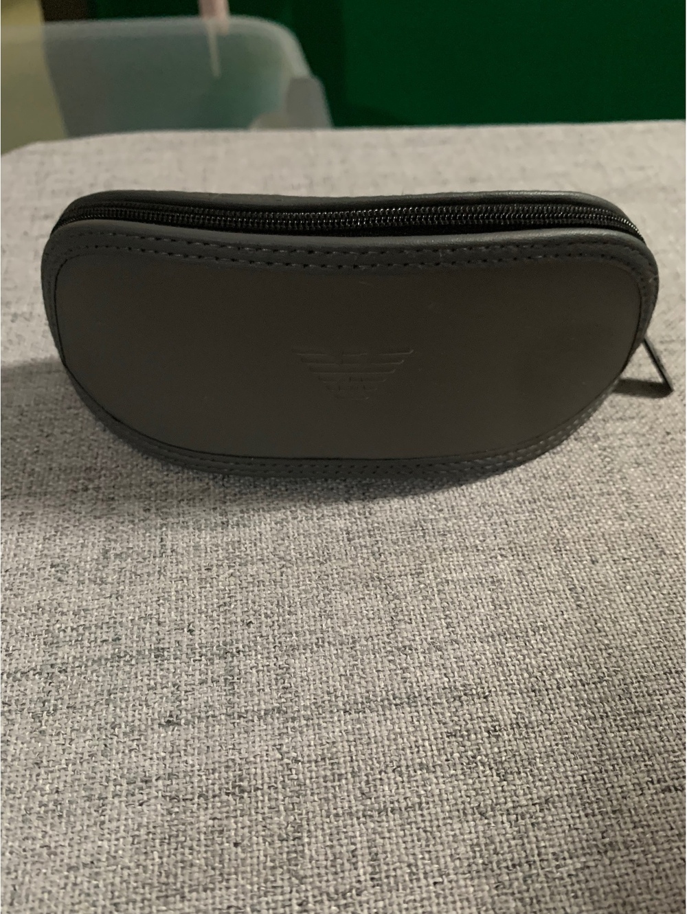 Emporio Armani black zip eyeglasses case